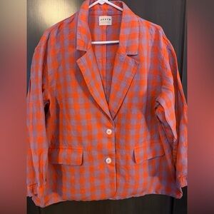Linen Orange and Purple Checkered Blazer
